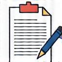 Symbol für Vertragsmanagement: Dokument mit Stift